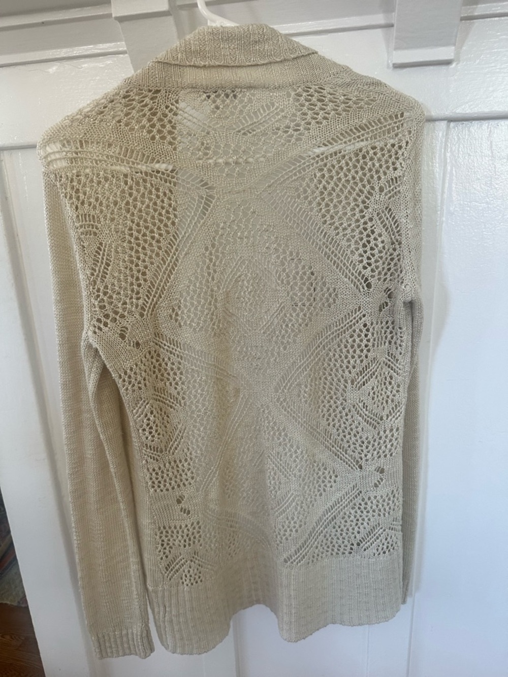 Charming Charlie Cream Open-Knit Cardigan Sweater